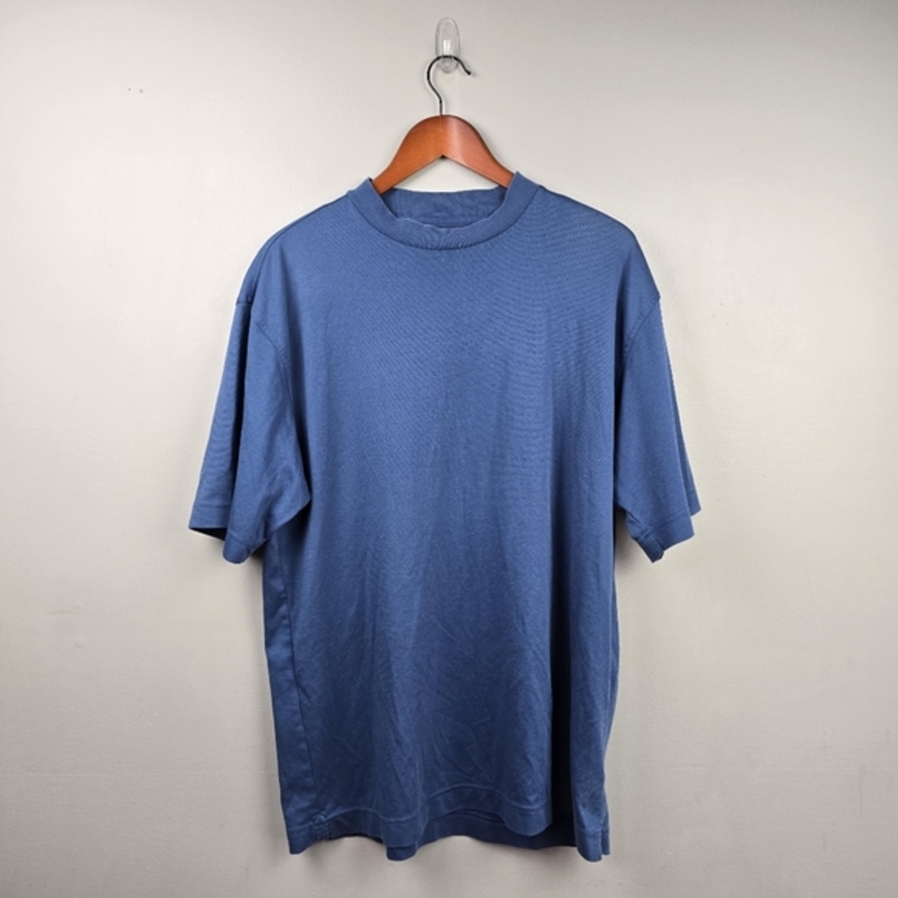 NIKE Relaxed T-Shirt Dri-fit Blue Mens Size L‎ Logo On Sleeve Sporty Preppy
